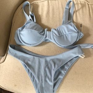 Light blue ribbed bikini